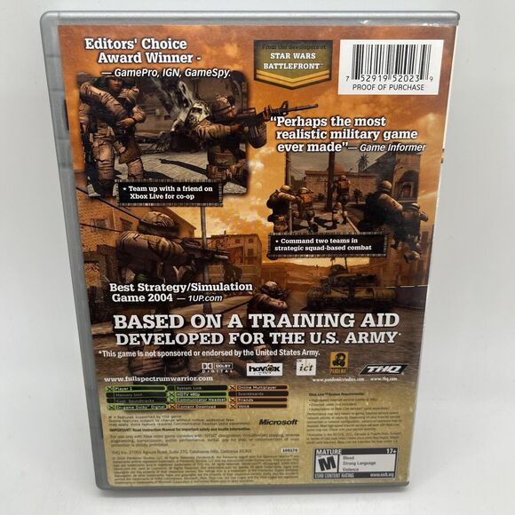 Full Spectrum Warrior (Microsoft Xbox, 2004) Complete with Manual Tested - Picture 3 of 9